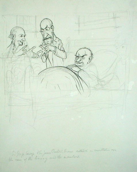 Sir George Savage en Sir James Crichton Browne (1840-1937) geroepen voor overleg over de zaak van de BXXXY en de leden door Arthur Rackham