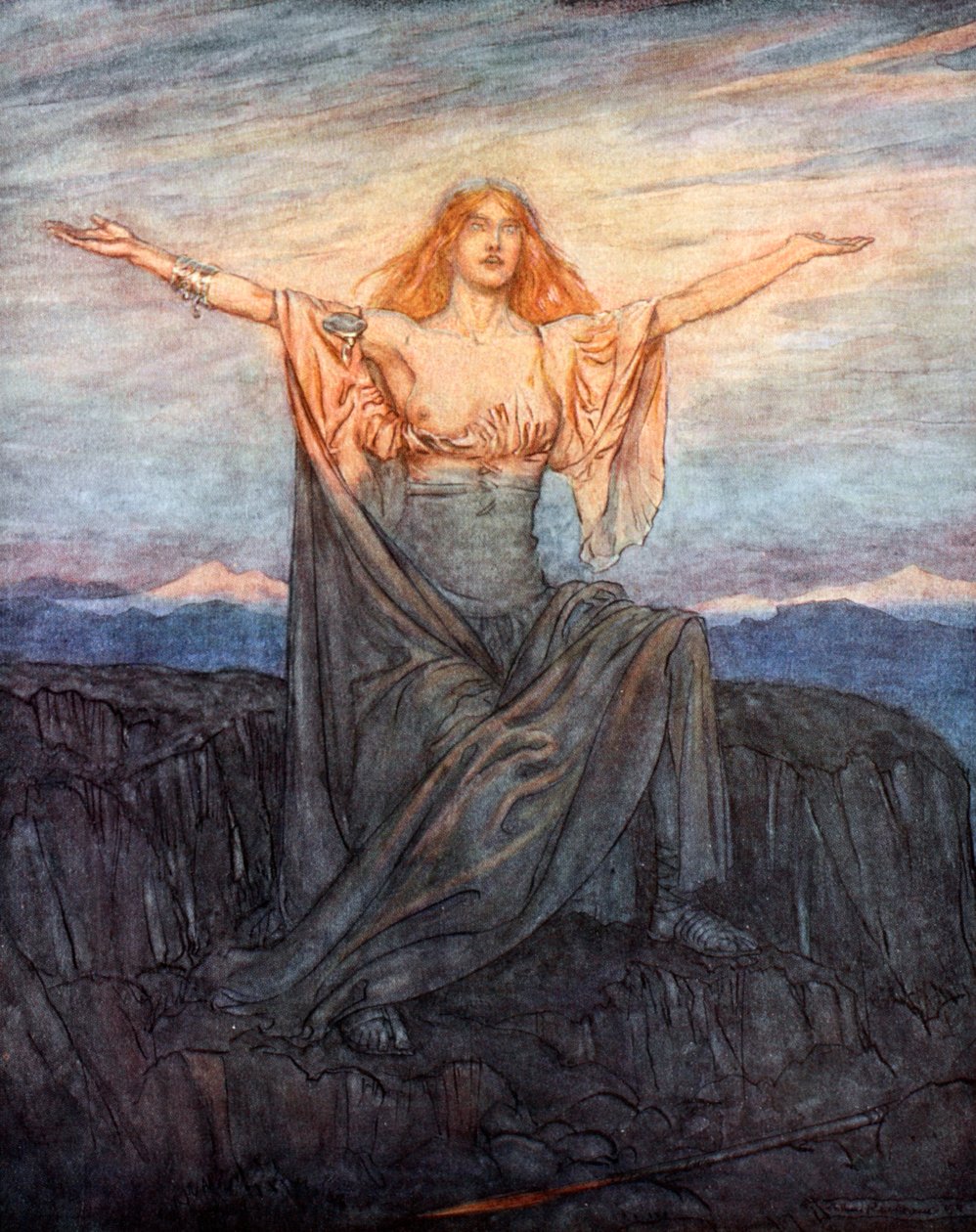 Zon, ik begroet u! Gegroet, o licht! Gegroet, o glorieuze dag!, 1924 door Arthur Rackham