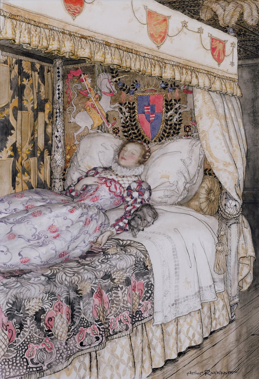 De Slapende Prinses, illustratie voor The Allies Fairy Book, Heinemann, 1916 door Arthur Rackham