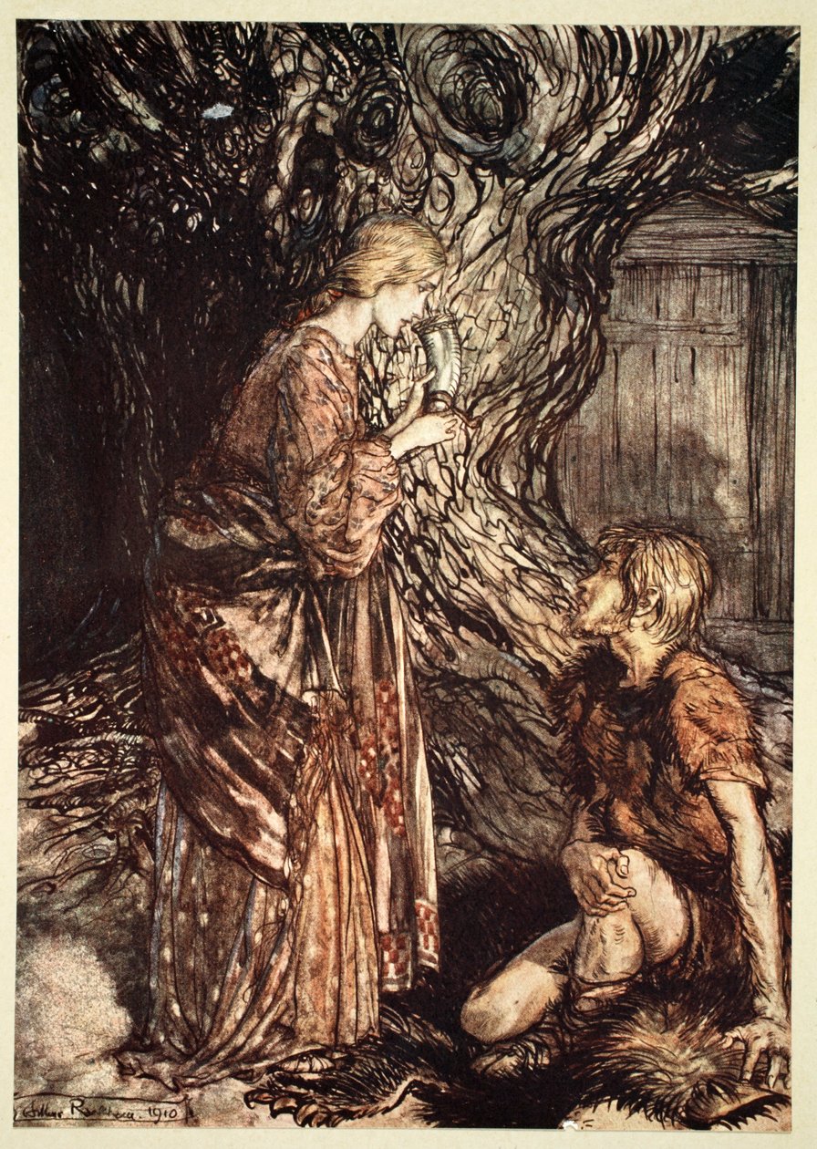 Deze genezende en honingzoete drank van mede, 1910 door Arthur Rackham