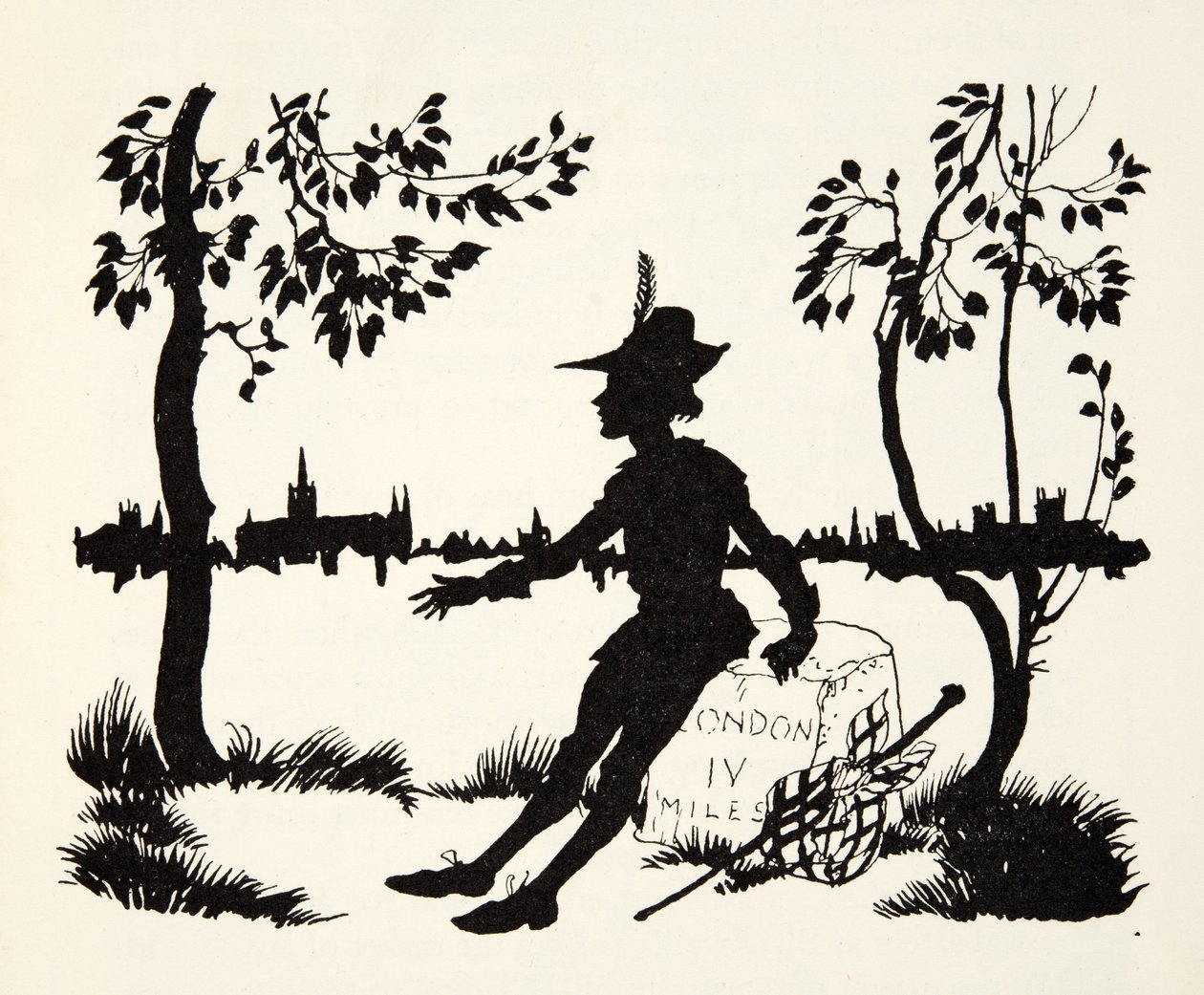 Keer terug Whittington, driemaal burgemeester van Londen, uit The Arthur Rackham Fairy Book, gepubliceerd 1933 door Arthur Rackham