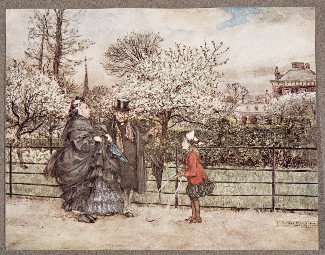 Wanneer je volwassen mensen ontmoet in de tuinen die puffen en blazen alsof ze zichzelf groter vinden dan ze zijn, uit Peter Pan in Kensington Gardens door J M Barrie (1860 - 1937), pub. 1906 door Arthur Rackham