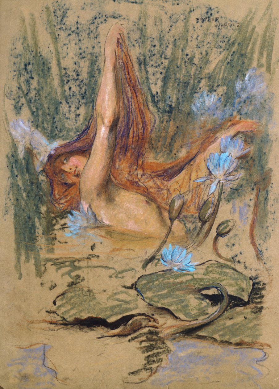 Nymphea, ca. 1890 (pastel, potlood & aquarel op papier) door Arthur Wardle