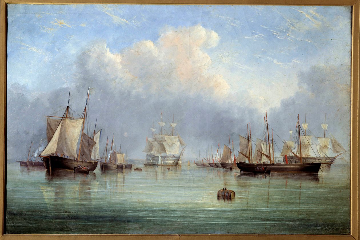 Schepen en zeilboten aangemeerd door Arthur Wellington Fowles