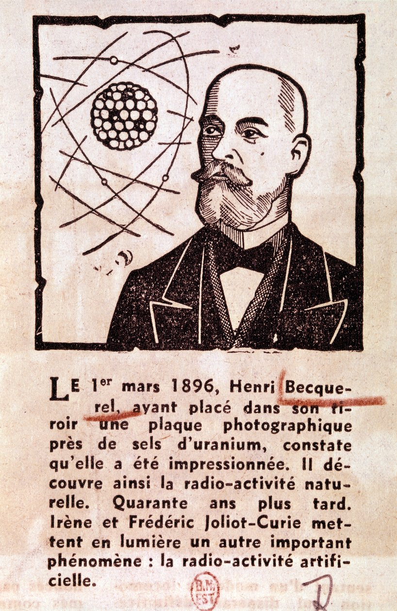 BECQUEREL Antoine Henri Frans ingenieur, natuurkundige, Nobelprijswinnaar: Portret (tekening) door Artist Unknown