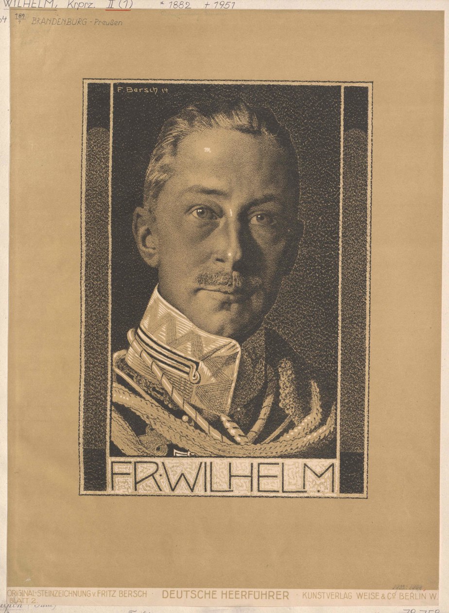 Kroonprins van het Duitse rijk en van Pruisen Wilhelm door Artist Unknown