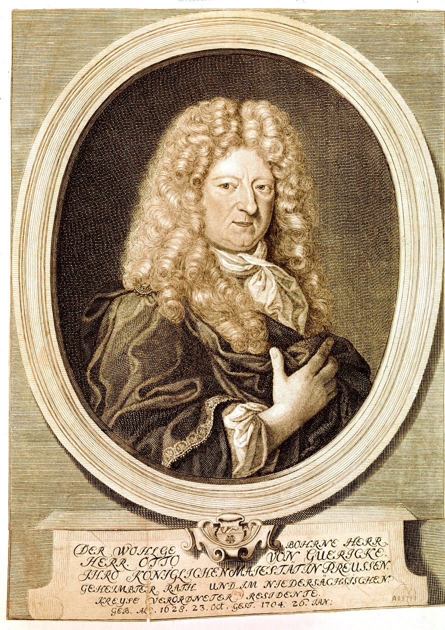 GUERICKE Otto, Duitse wetenschapper, uitvinder, wis- en natuurkundige (ets) door Artist Unknown