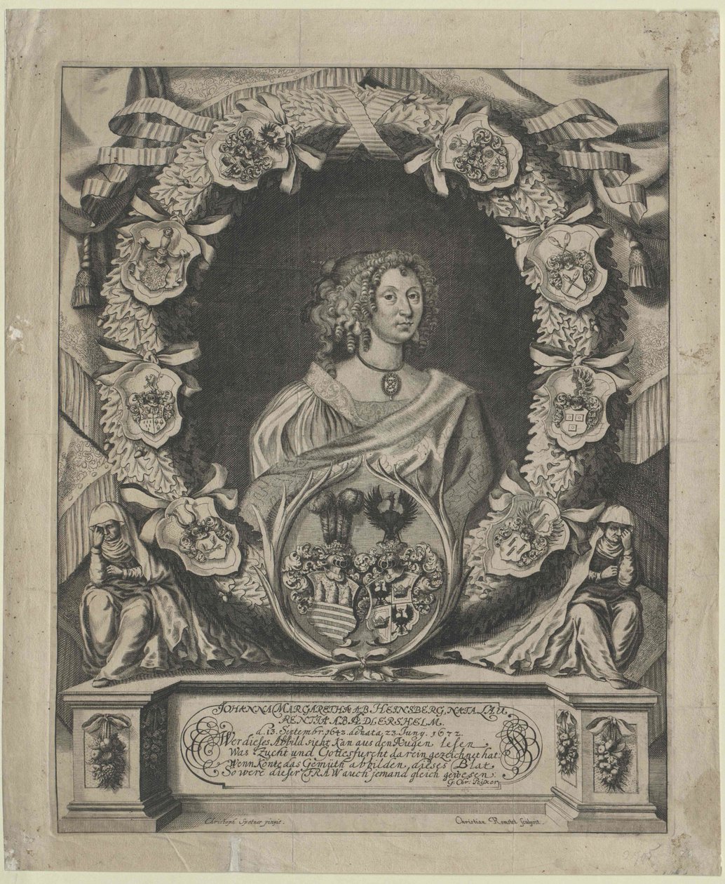 Johanna Margaretha von Lorenz-Adlershelm (afdruk) door Artist Unknown
