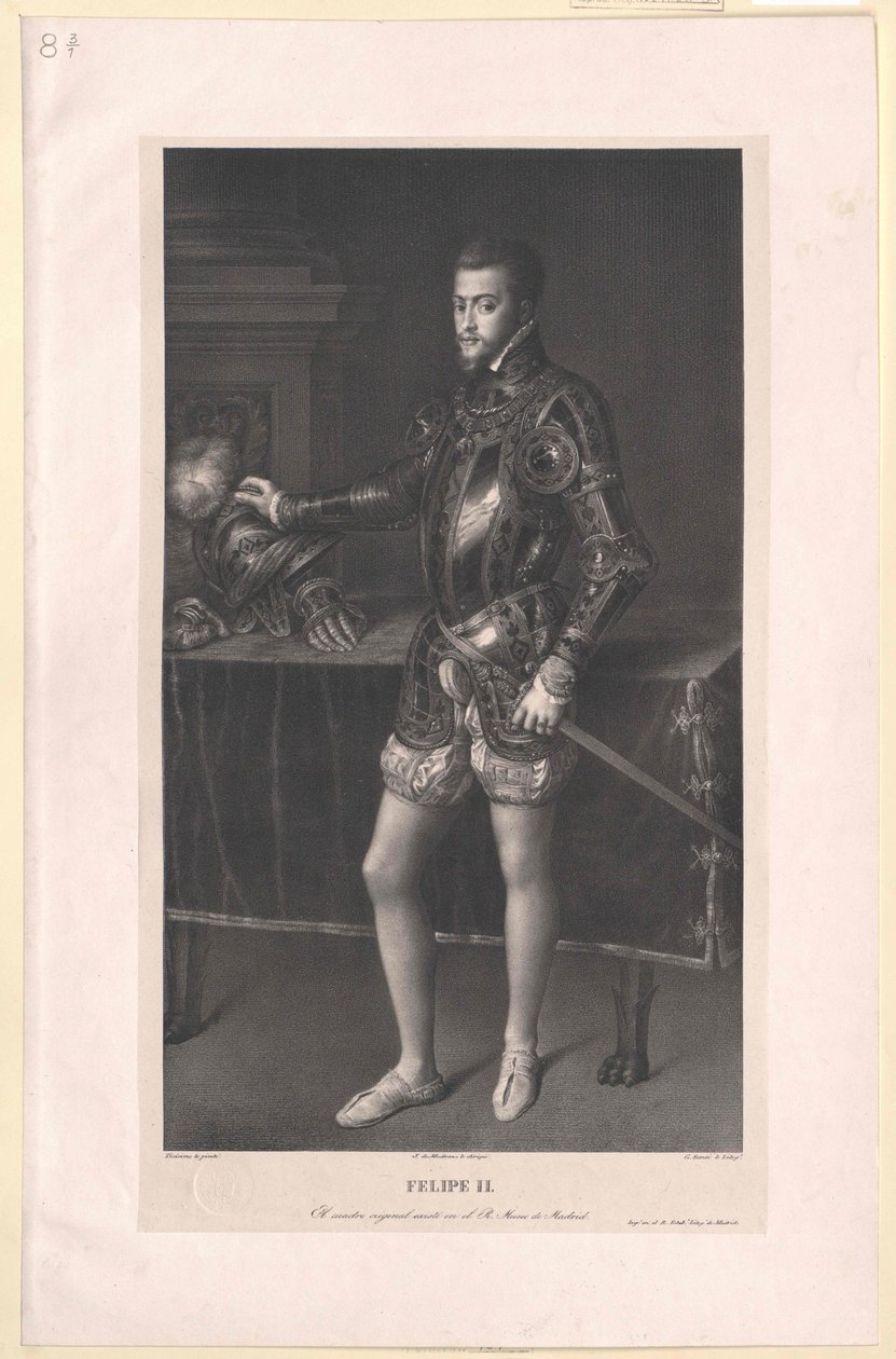 Koning van Spanje Philipp II door Artist Unknown
