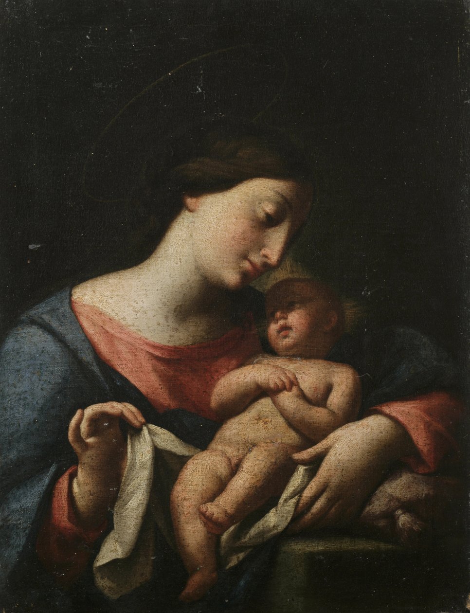 Madonna en kind (olieverf op doek) door Artist Unknown