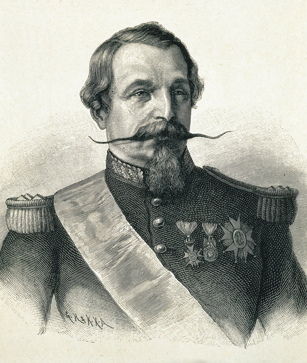 NAPOLEON III, Charles-Louis Napoleon Bonaparte (1808-1873). President van de 2e Republiek (1848-1852) en keizer van Frankrijk (1852-1870). Portret van Napoleon III. Gravure. door Artist Unknown