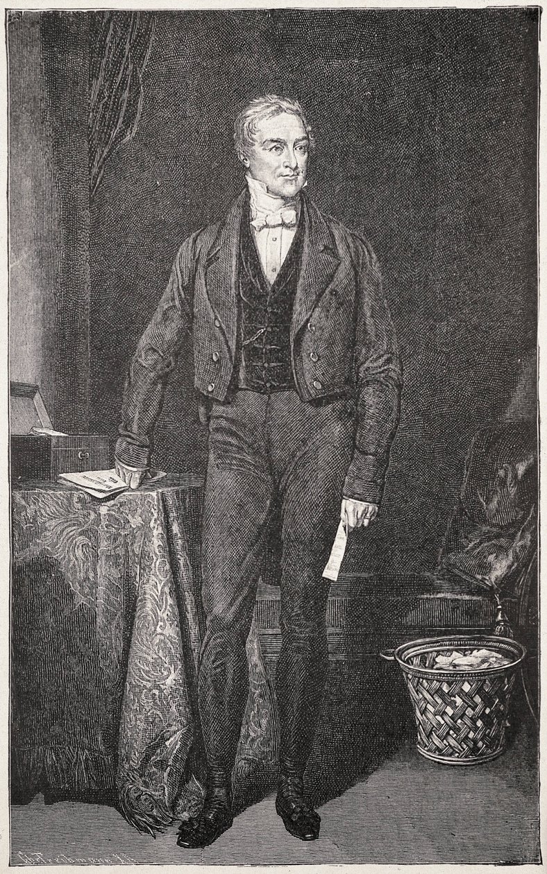 PEEL, Robert (1788-1850). Premier van het Verenigd Koninkrijk (1834-1835 en 1841-1846). Gravure door Rafael Ward. Gravure. door Artist Unknown