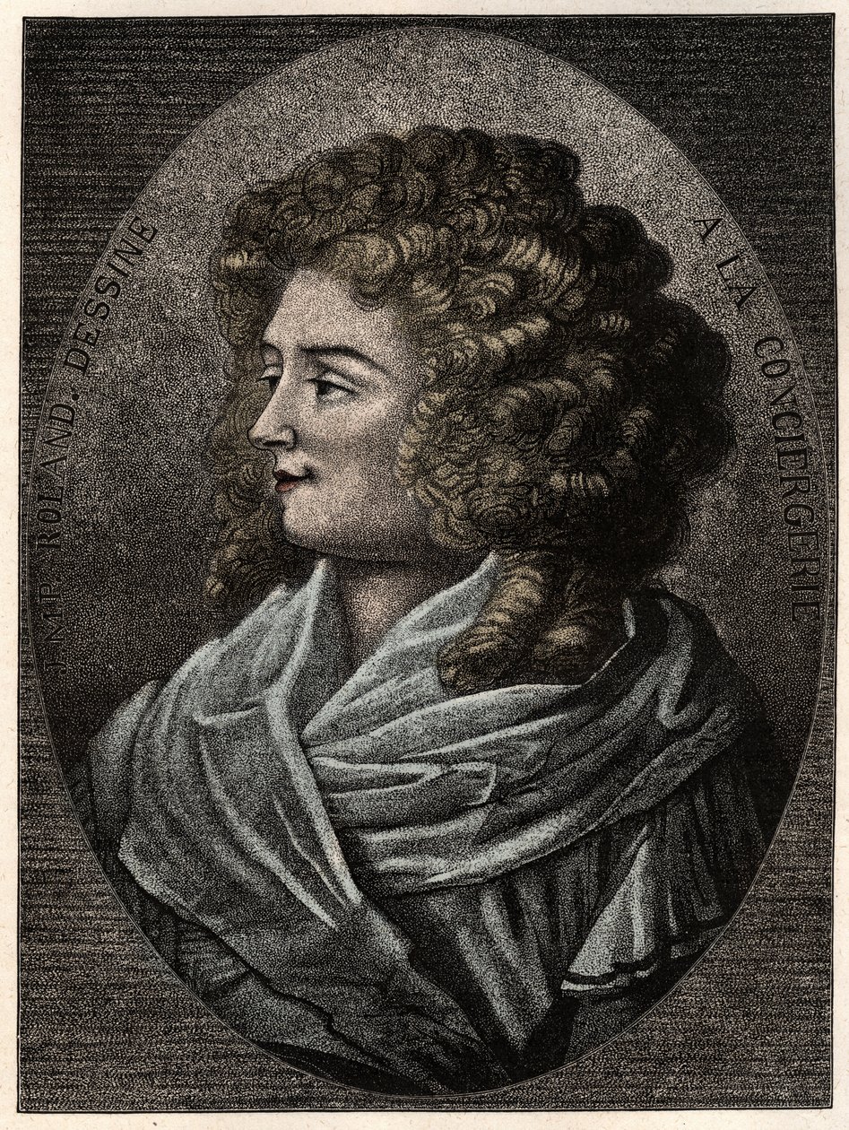 Portret van Manon (Jeanne Marie) Roland Philipon genaamd Madame Roland (1754-1793) bij de Concierge, lid van de Girondist-fractie tijdens de Franse Revolutie door Artist Unknown