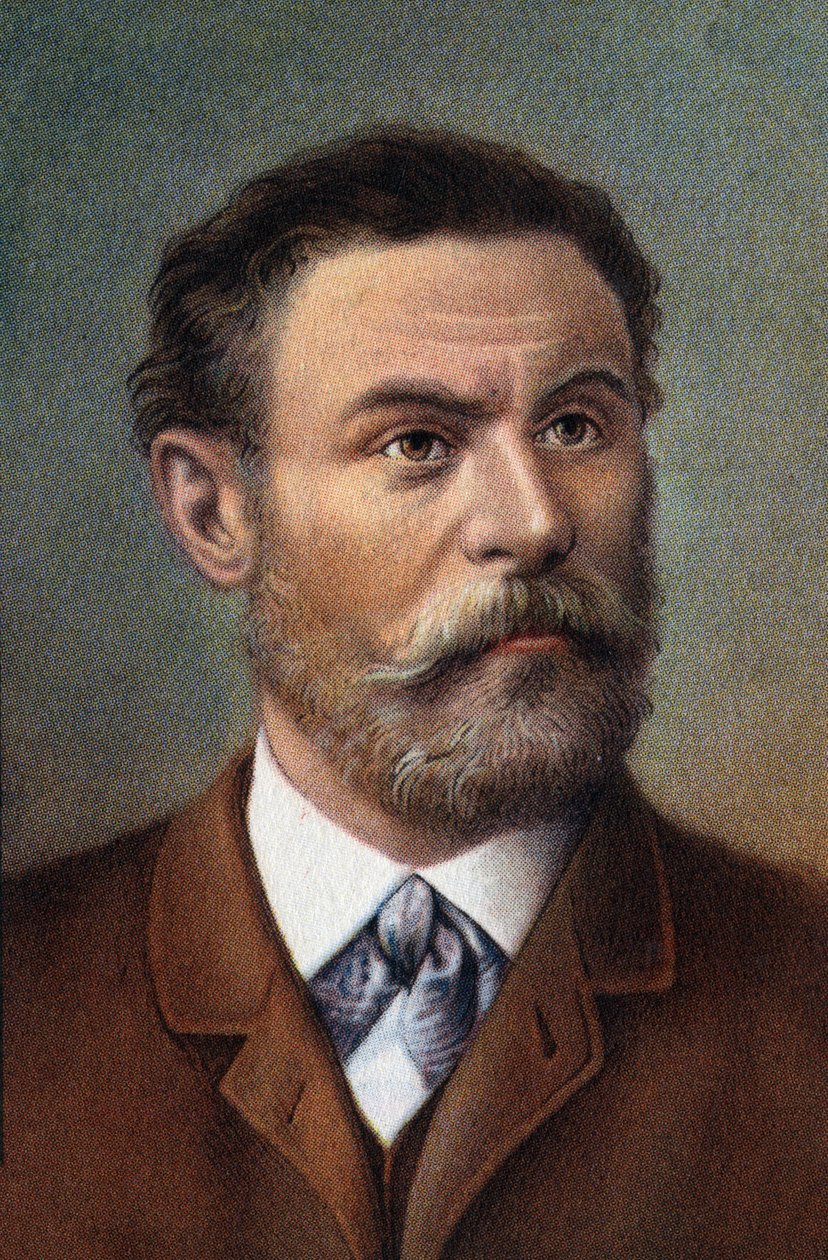 Portret van Otto Lilienthal, Duits ingenieur (chromo) door Artist Unknown