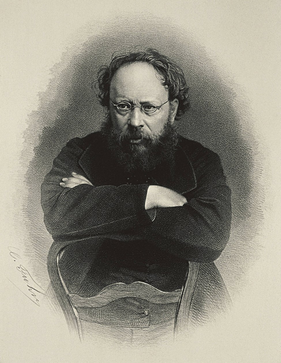Proudhon, Pierre-Joseph (1809-1865). Franse socialistische theoreticus en econoom. Lithografie door Artist Unknown