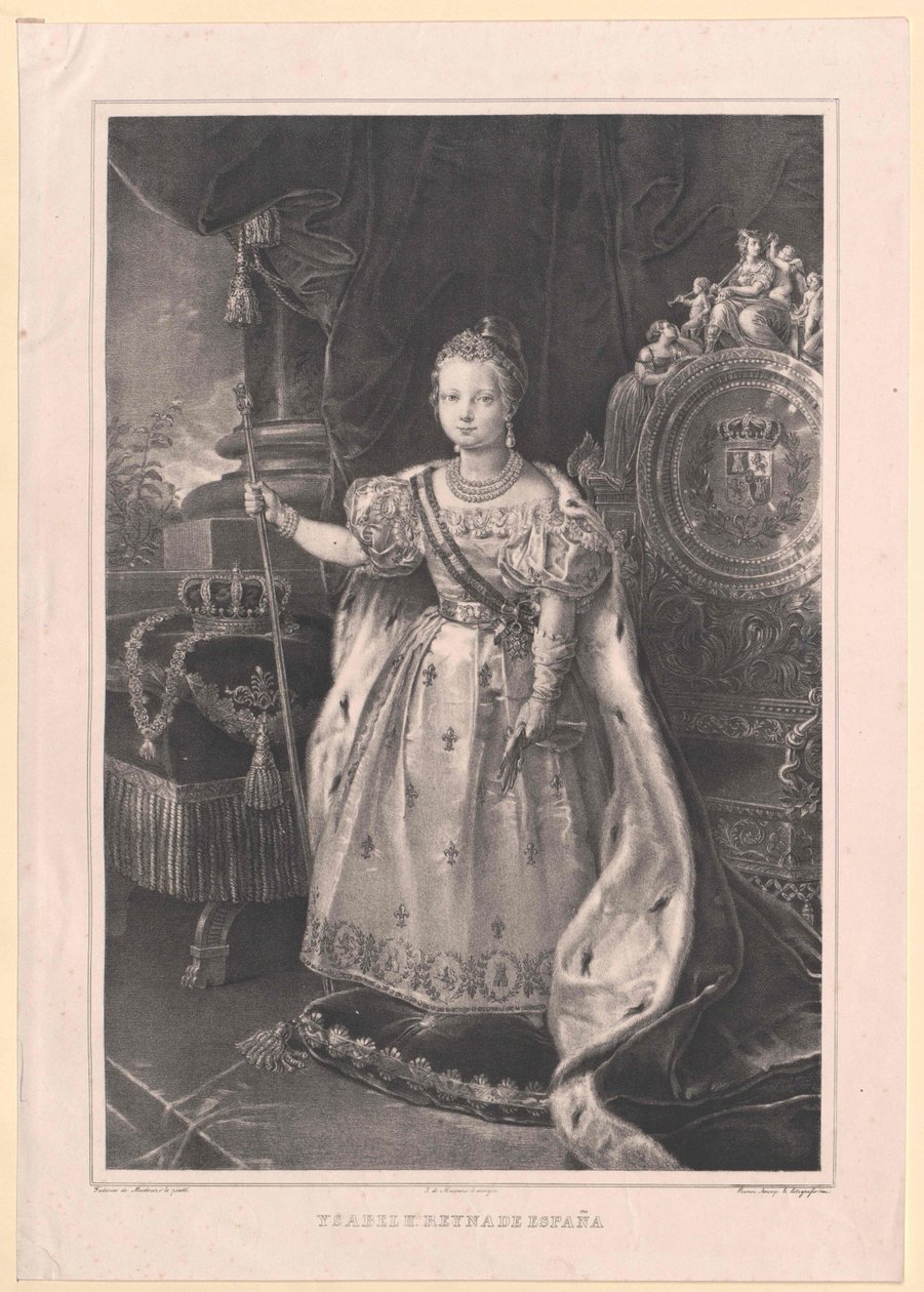 Koningin van Spanje Isabella II door Artist Unknown