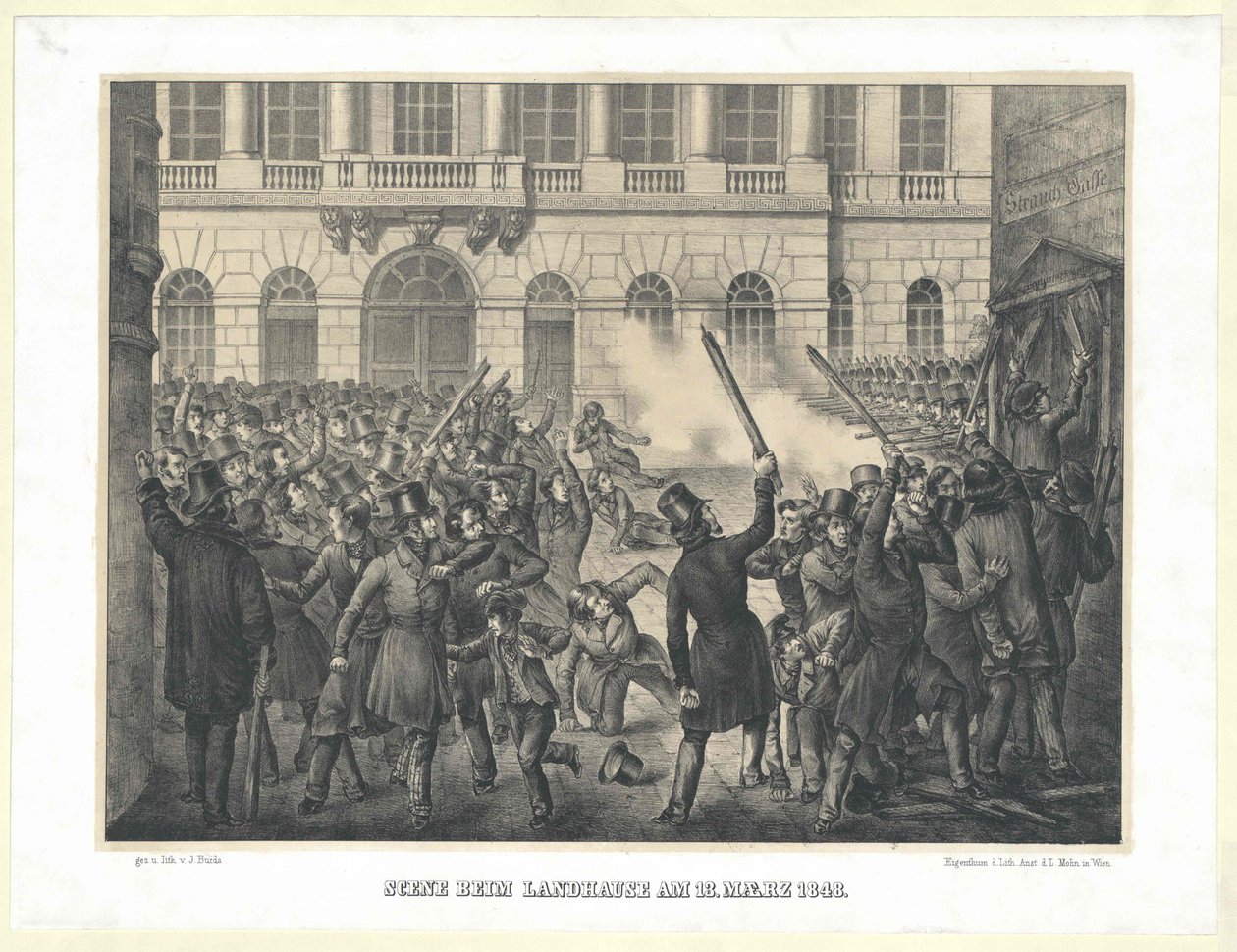 Scène bij landhuis op 13 maart 1848 door Artist Unknown