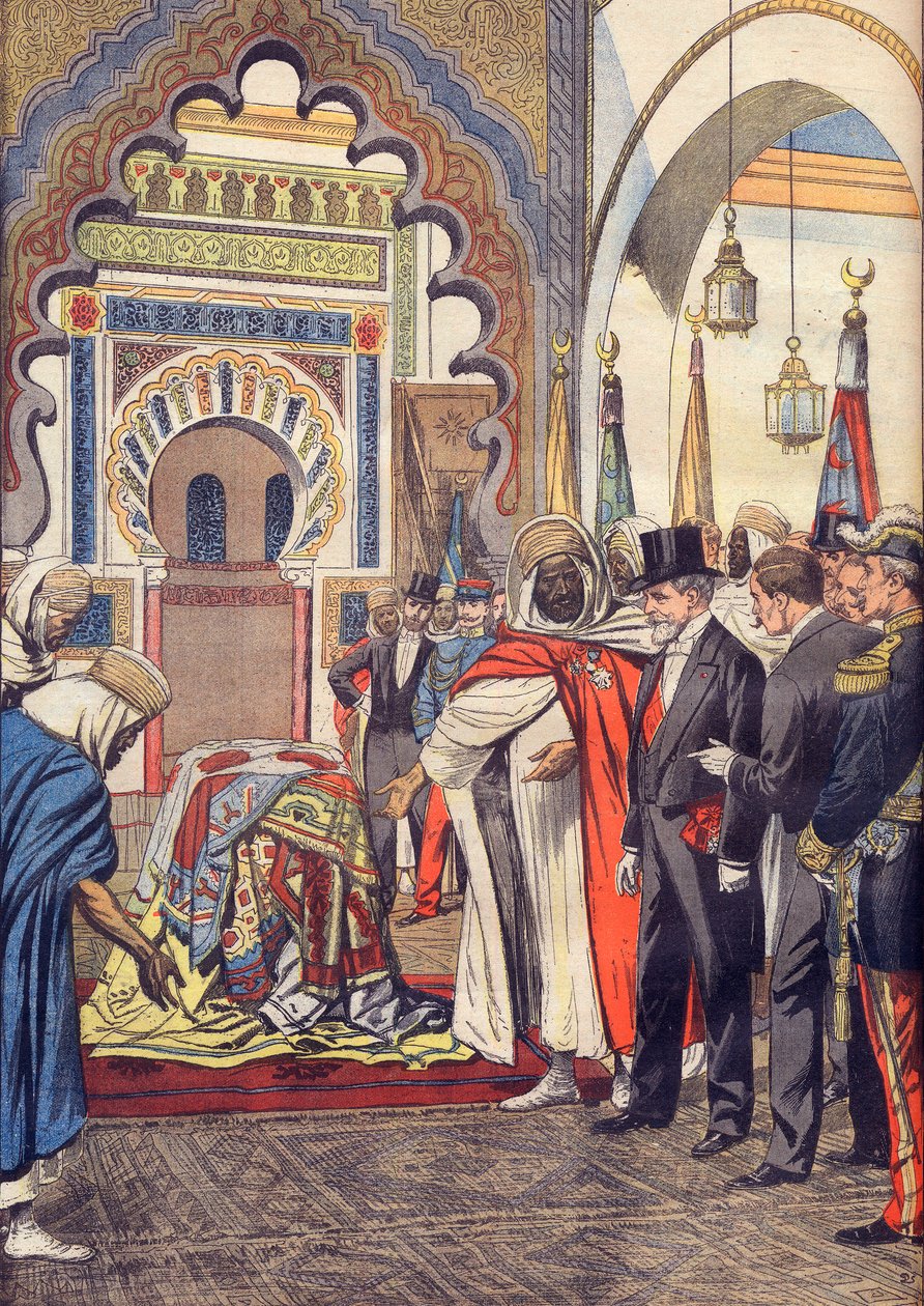 De president van de Franse Republiek, Emile Loubet bezoekt de moskee van Sidi Bou Medine, Tlemcen, Algerije door Artist Unknown
