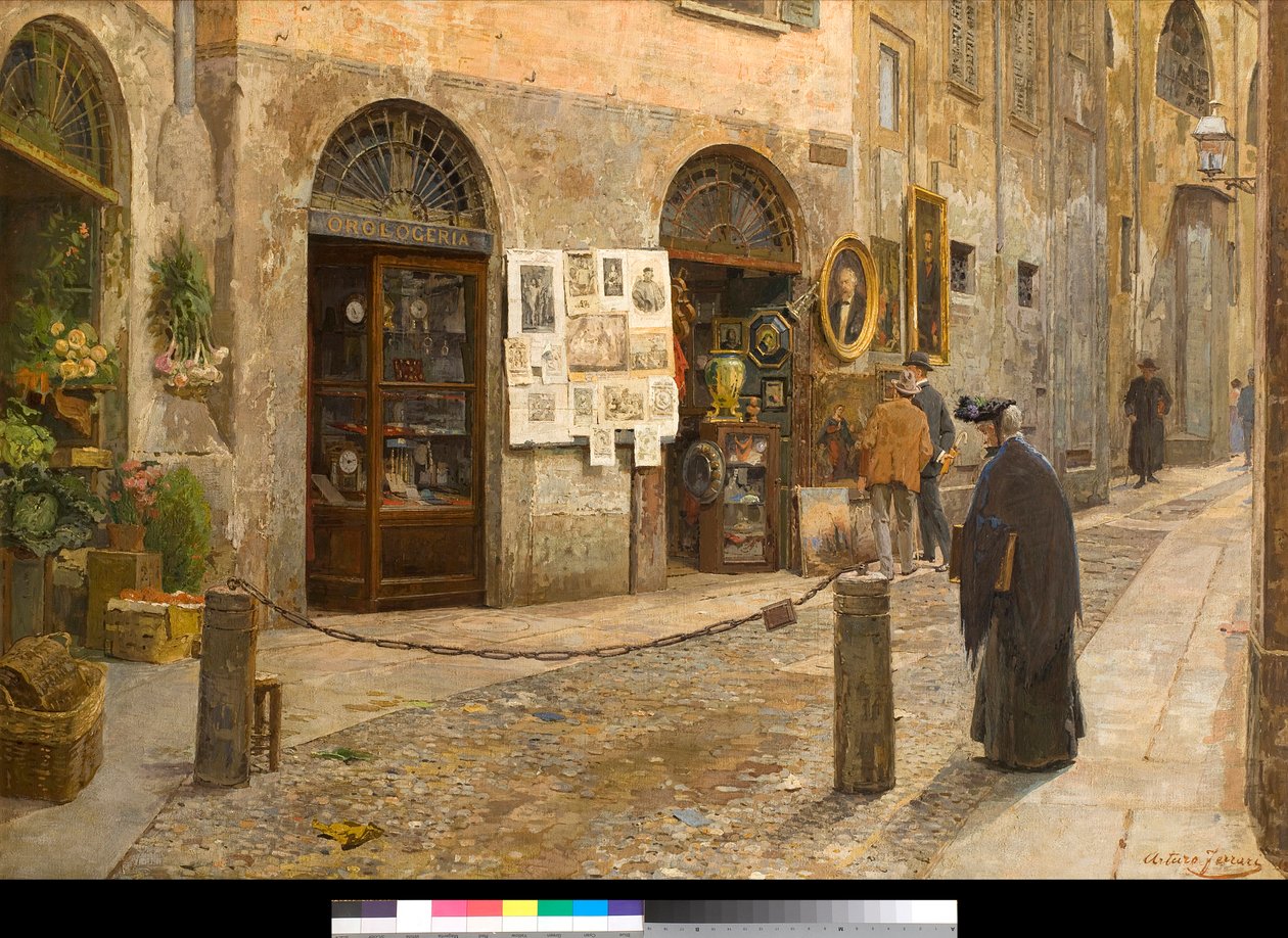 Uitzicht op Via San Bernardino in Milaan, Italië (1912) door Arturo Ferrari