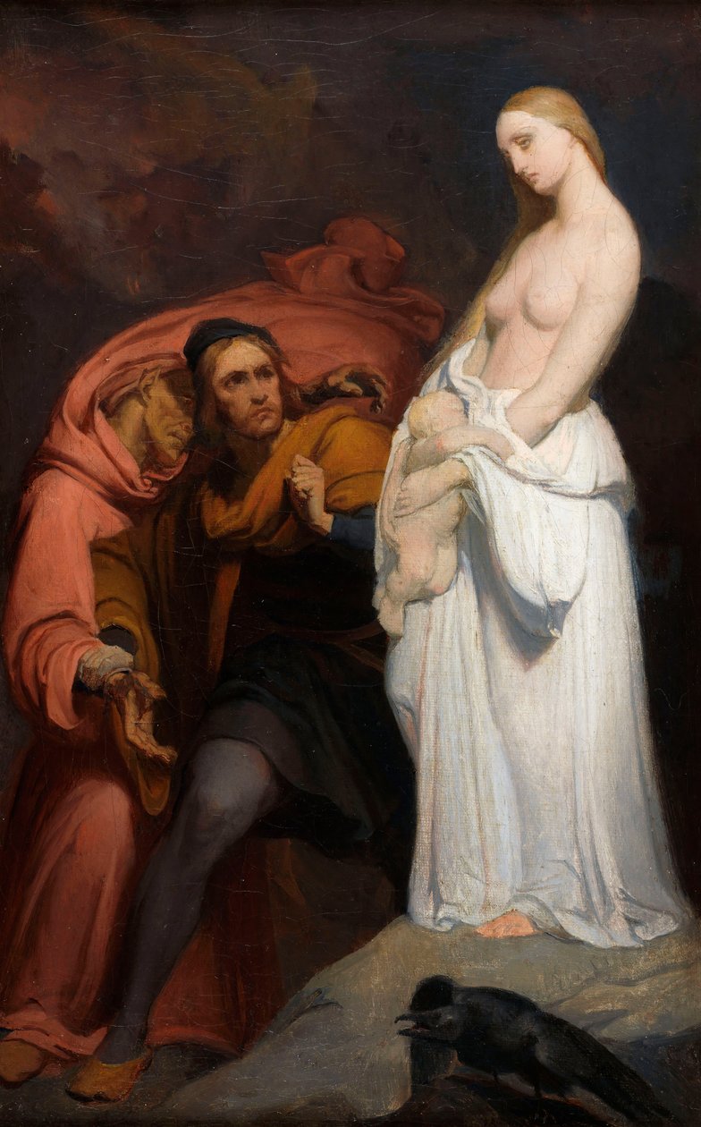 Marguerite houdt haar dode kind vast, ca. 1846 door Ary Scheffer