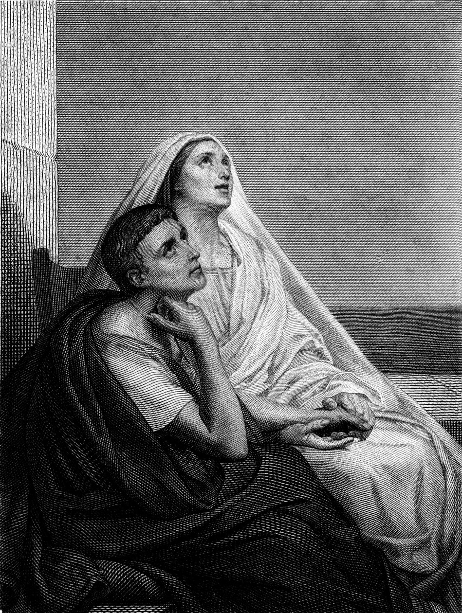 Saint Monique met Saint Augustin - op het frontispice van de Geschiedenis van Saint Monique door Abbe Bougaud, Librairie Poussielgue 1866 door Ary Scheffer