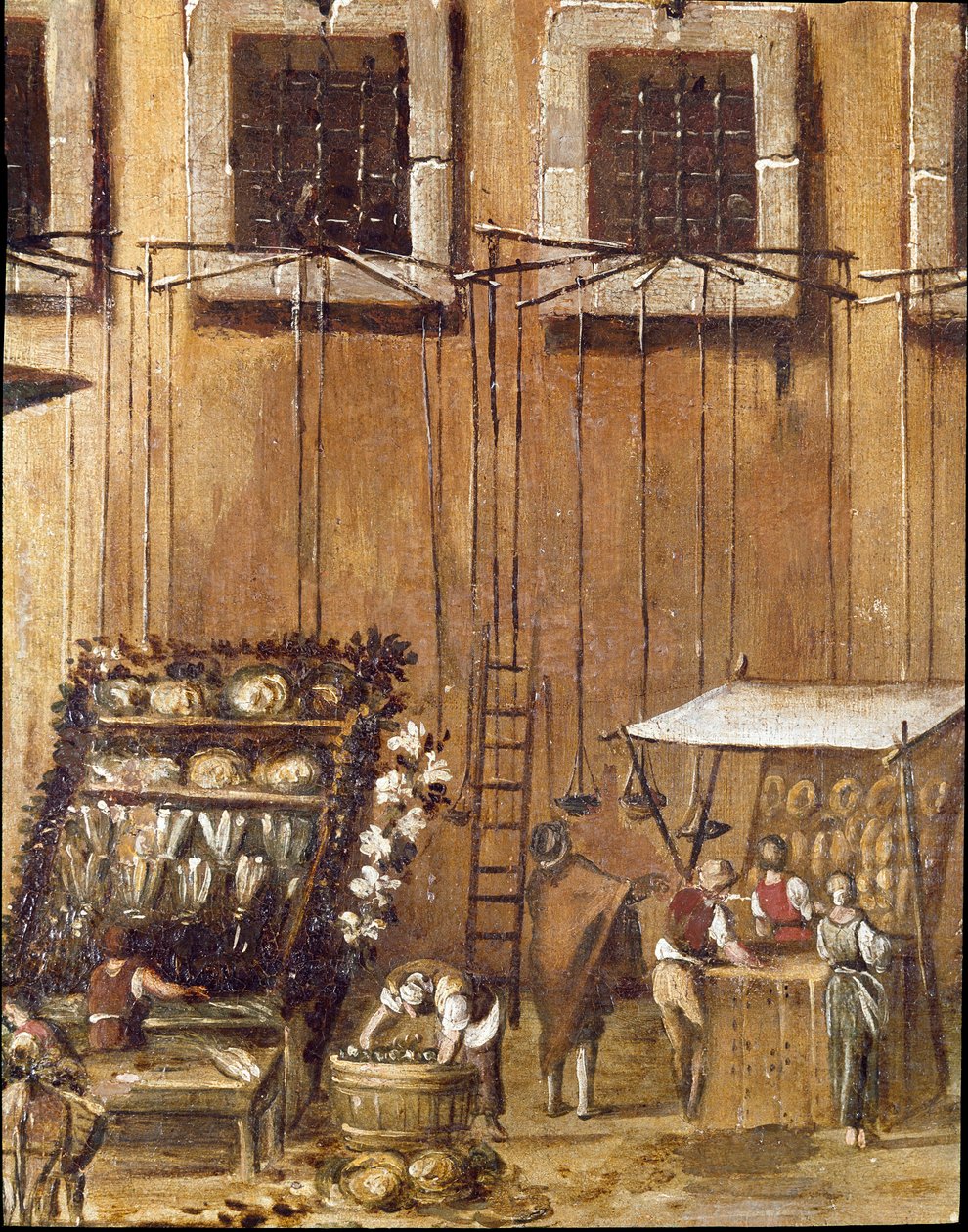 Plein van het hof van de Vicaria in Napels ten tijde van de revolutie van Masaniello (detail) door Ascanio Luciani