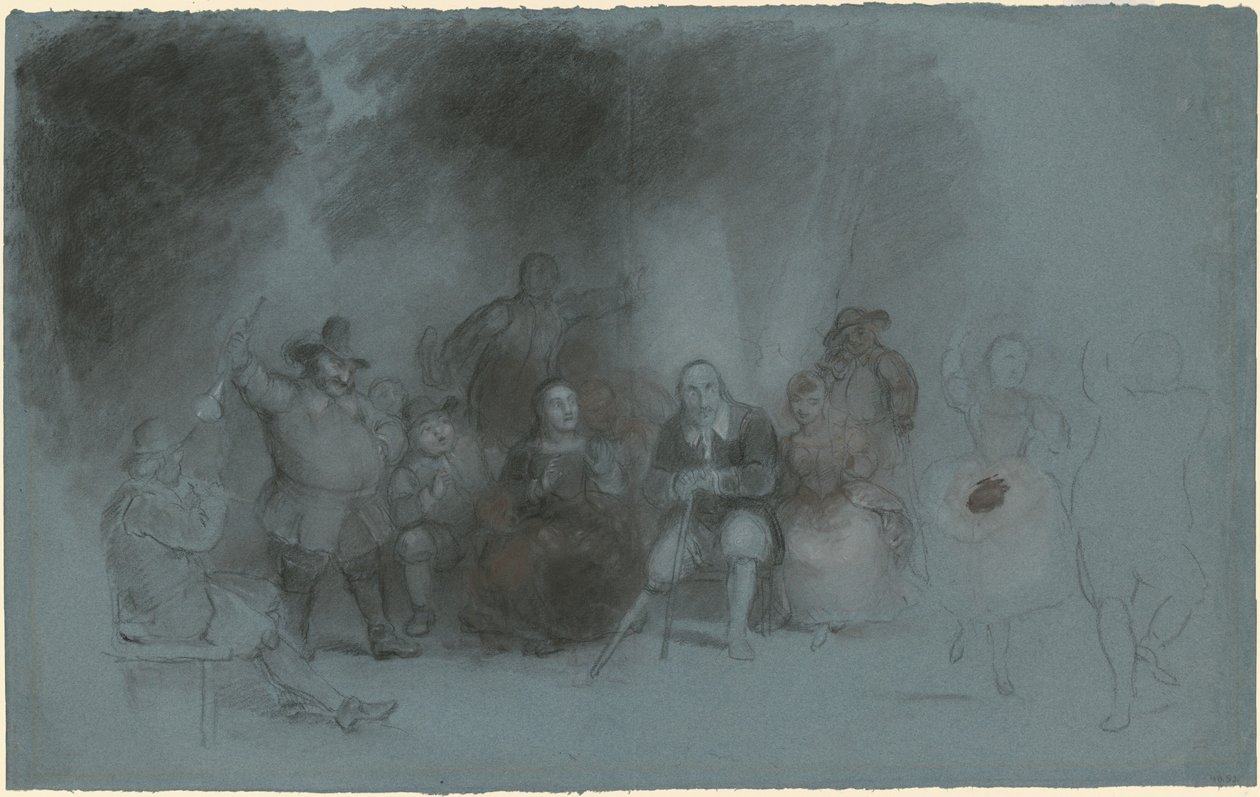 Studie voor "Dans op de batterij in aanwezigheid van Peter Stuyvesant" door Asher Brown Durand