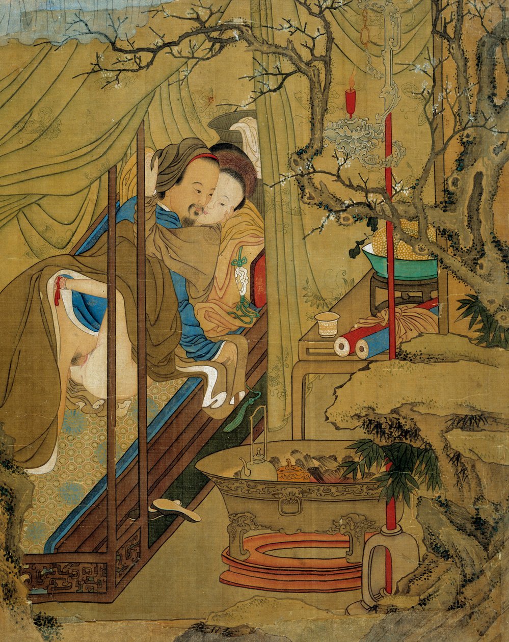 Aziatische kunst: erotische scène door Asian School