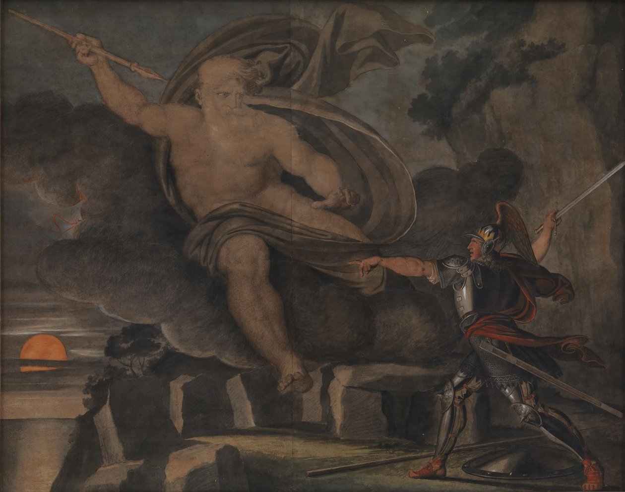 Fingals strijd met de geest van Loda door Asmus Jacob Carstens