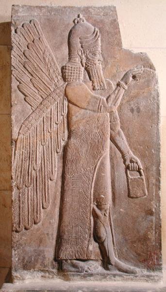 Reliëf van een gevleugelde genie, uit het paleis van Sargon II in Khorsabad, Irak door Assyrian