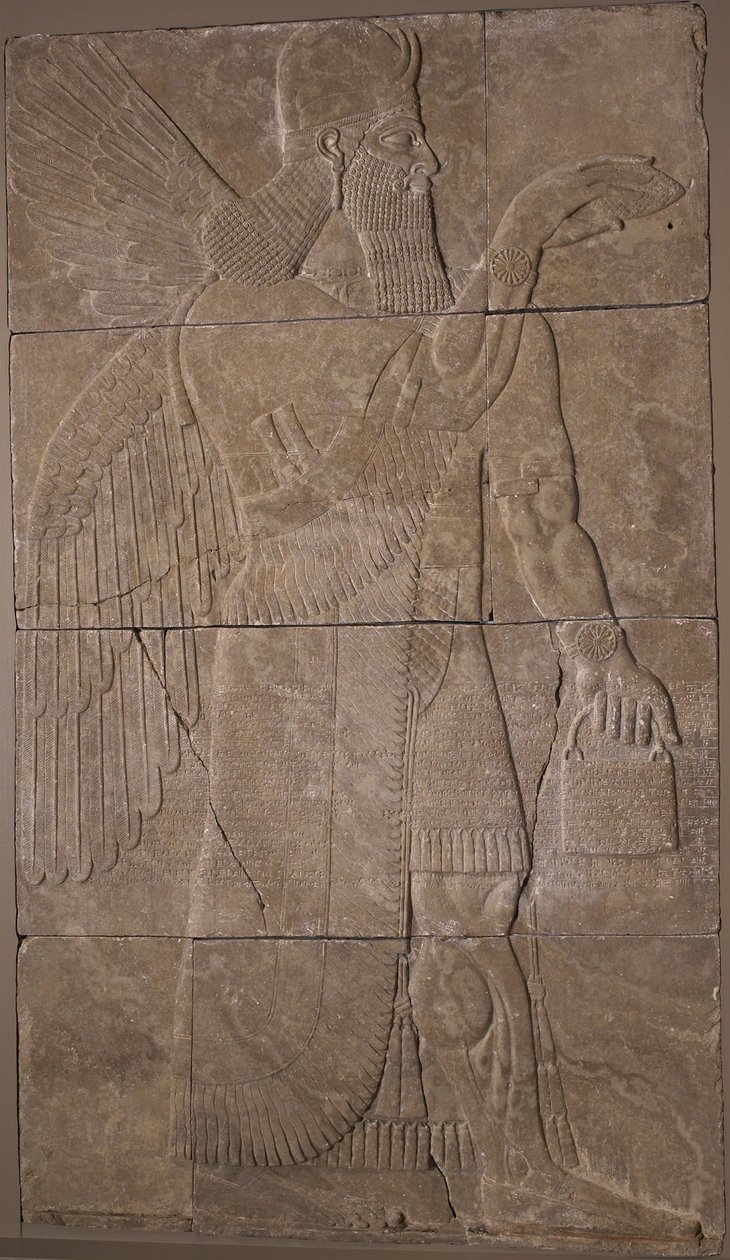 Reliëf met Gevleugelde Geest, 883-59 v.Chr. (albast) door Assyrian
