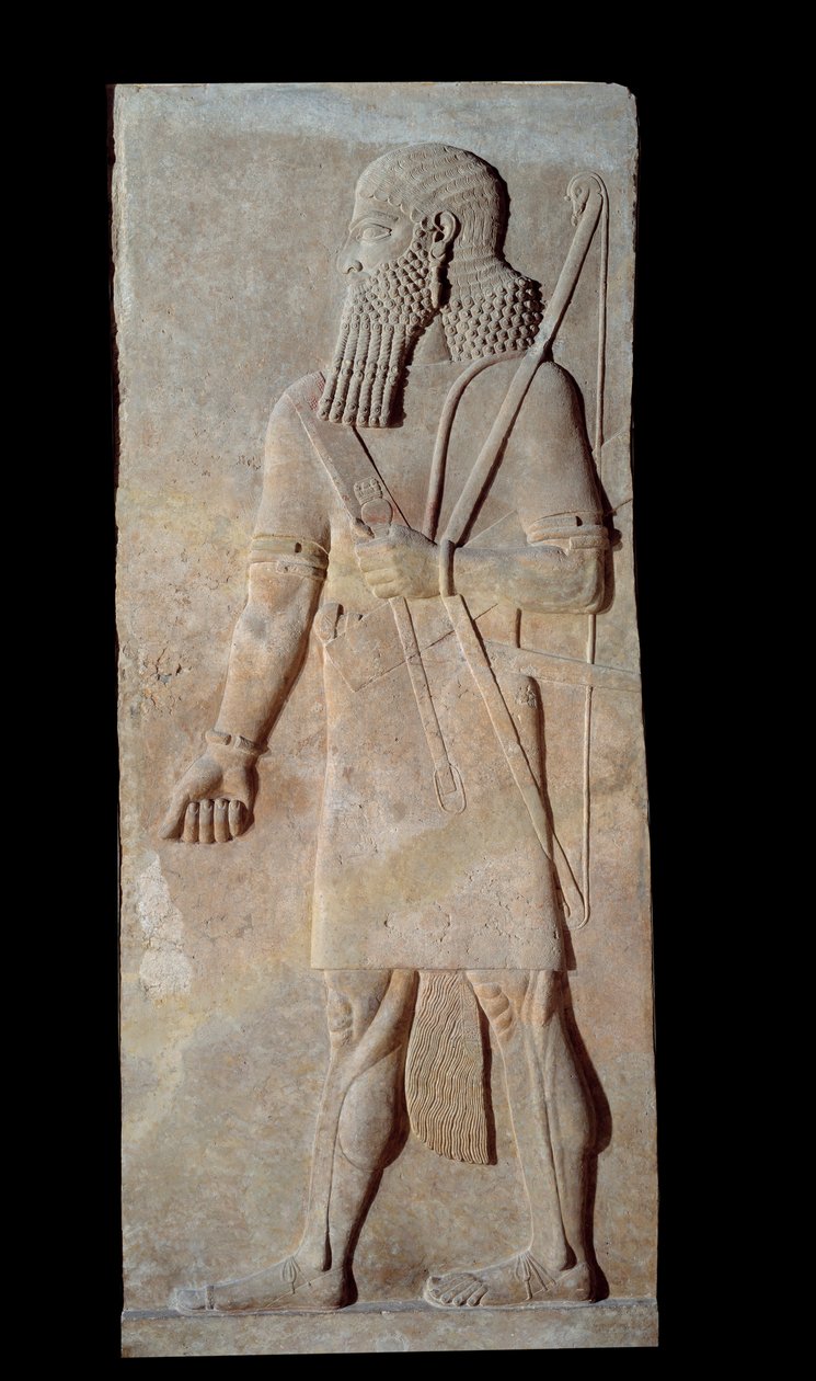 Strijder in wapenrusting uit het hof van het paleis van de koning van Assyrië Sargon II door Assyrian