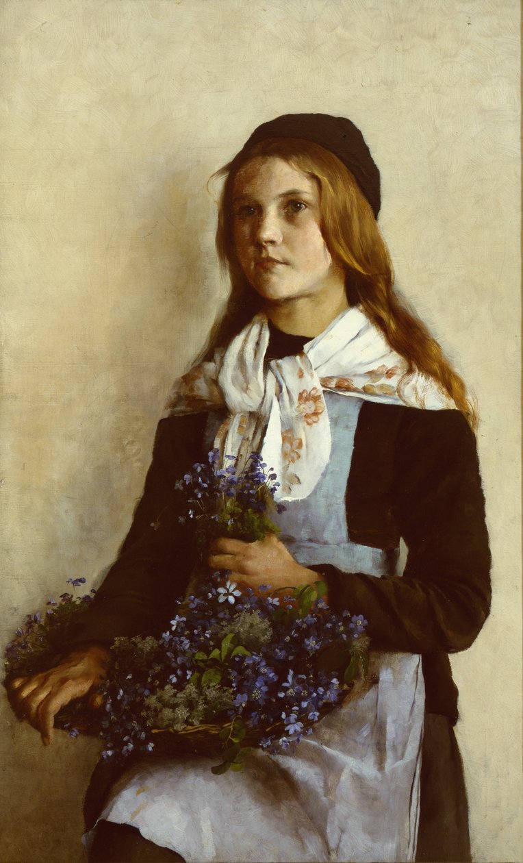 Het blauwe anemoonmeisje (schilderij) door Asta Nørregaard