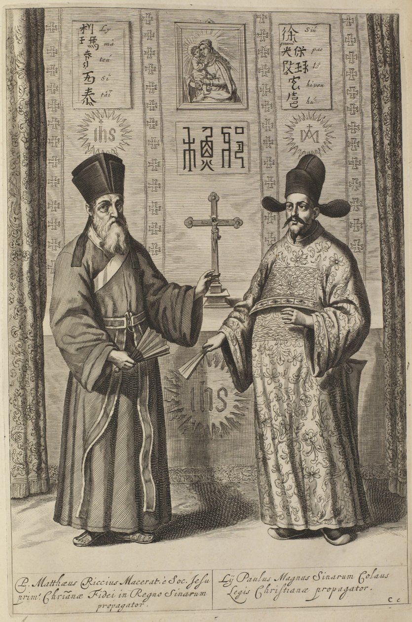 Matteo Ricci en Xu Guangqi. Uit Athanasius Kirchers China Illustrata, 1667 door Athanasius Kircher