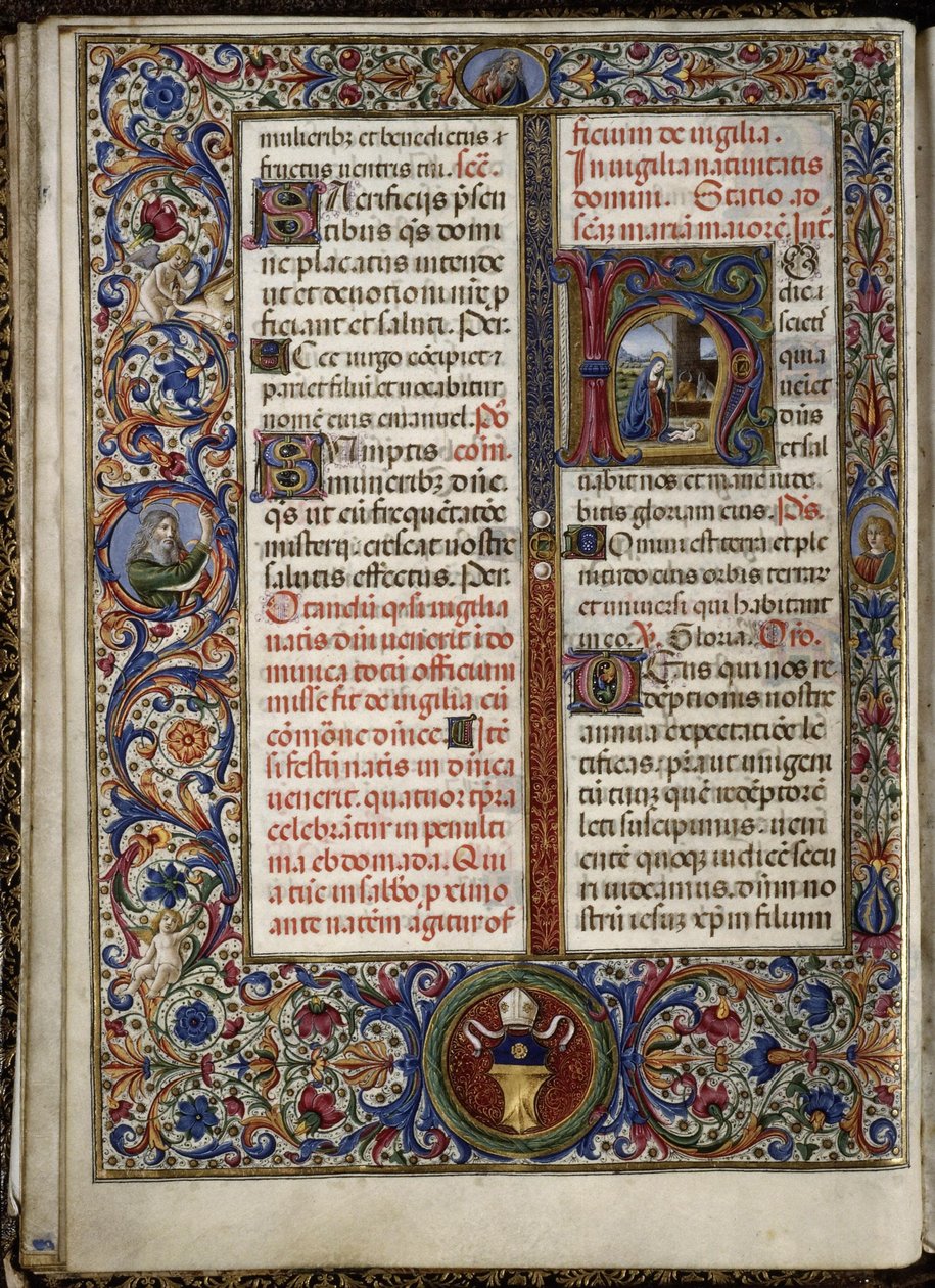 Missaal van Thomas James: belettering met de kerststal door Attavante degli Attavanti