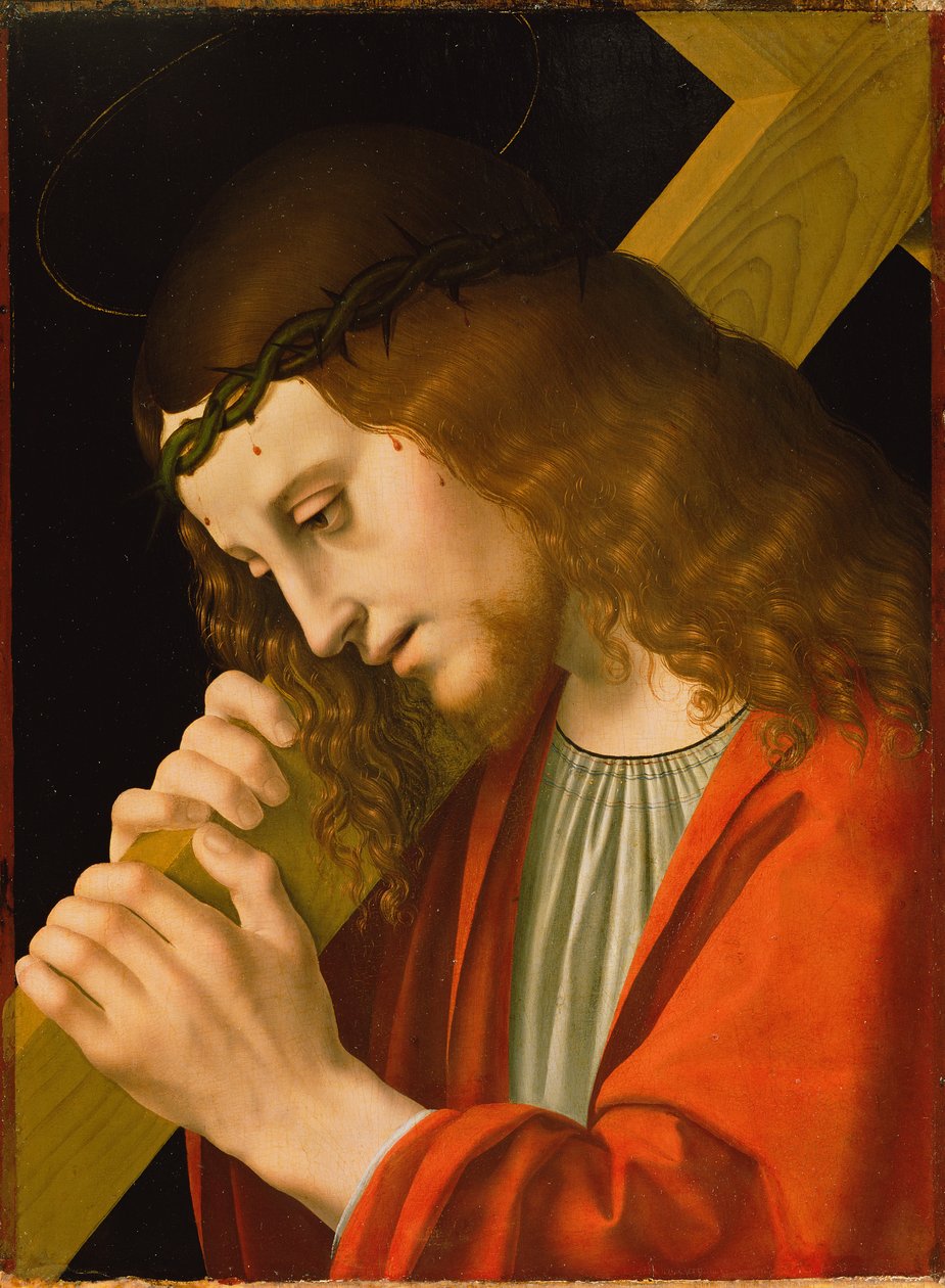Christus draagt het kruis door attributed to Marco d