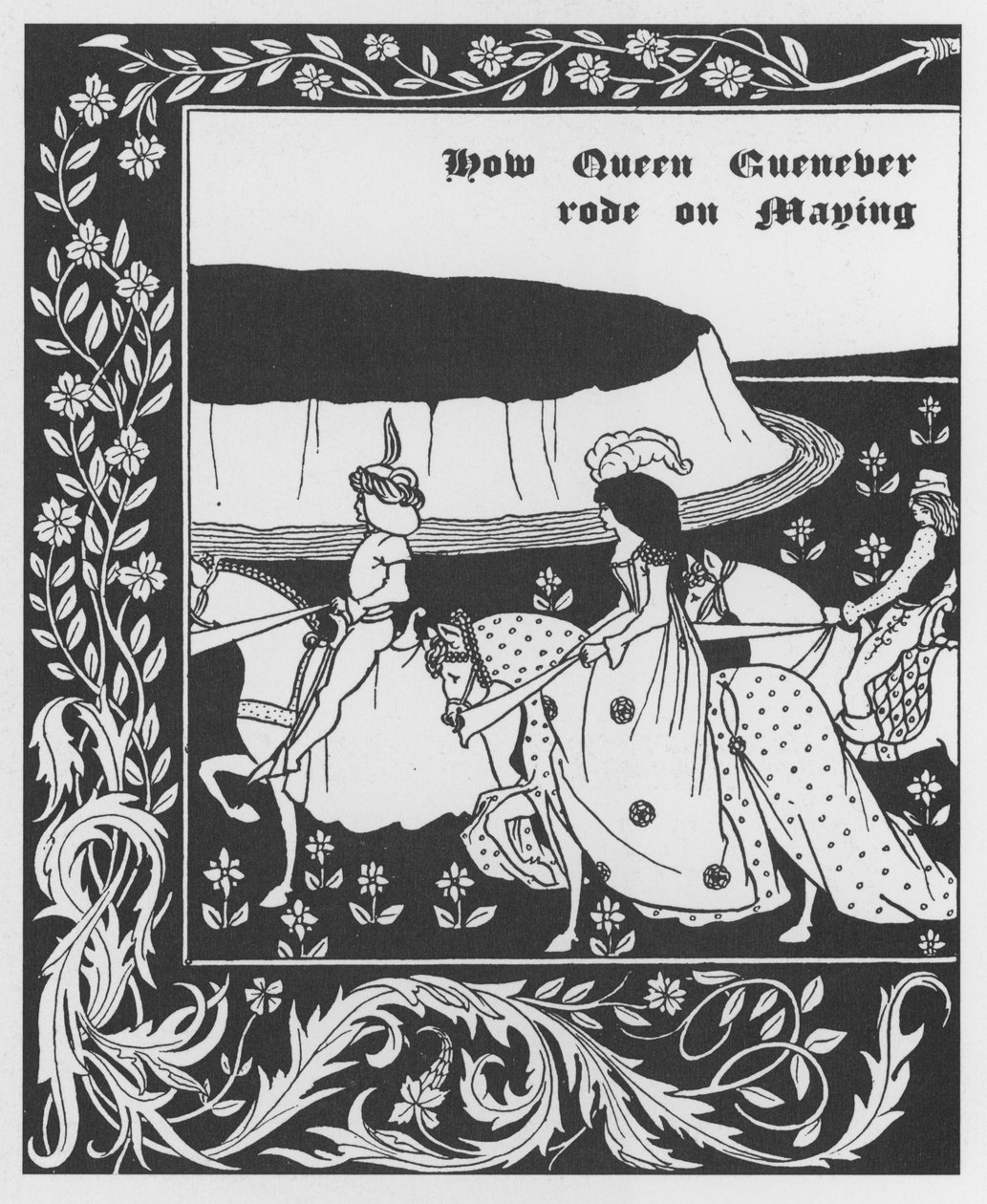 Arthurlegende: Koningin Guinevere als Meikoningin door Aubrey Beardsley