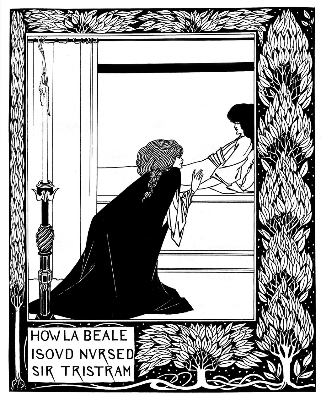 Hoe La Beale Isoud Sir Tristram verpleegde. Illustratie bij het boek Le Morte d