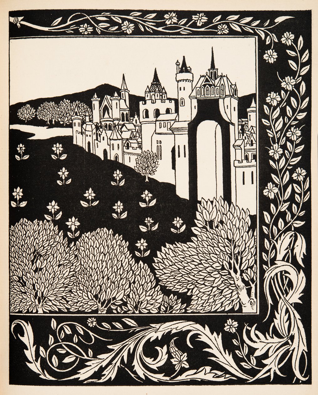 Hoe koningin Guenever op Maying reed door Aubrey Beardsley