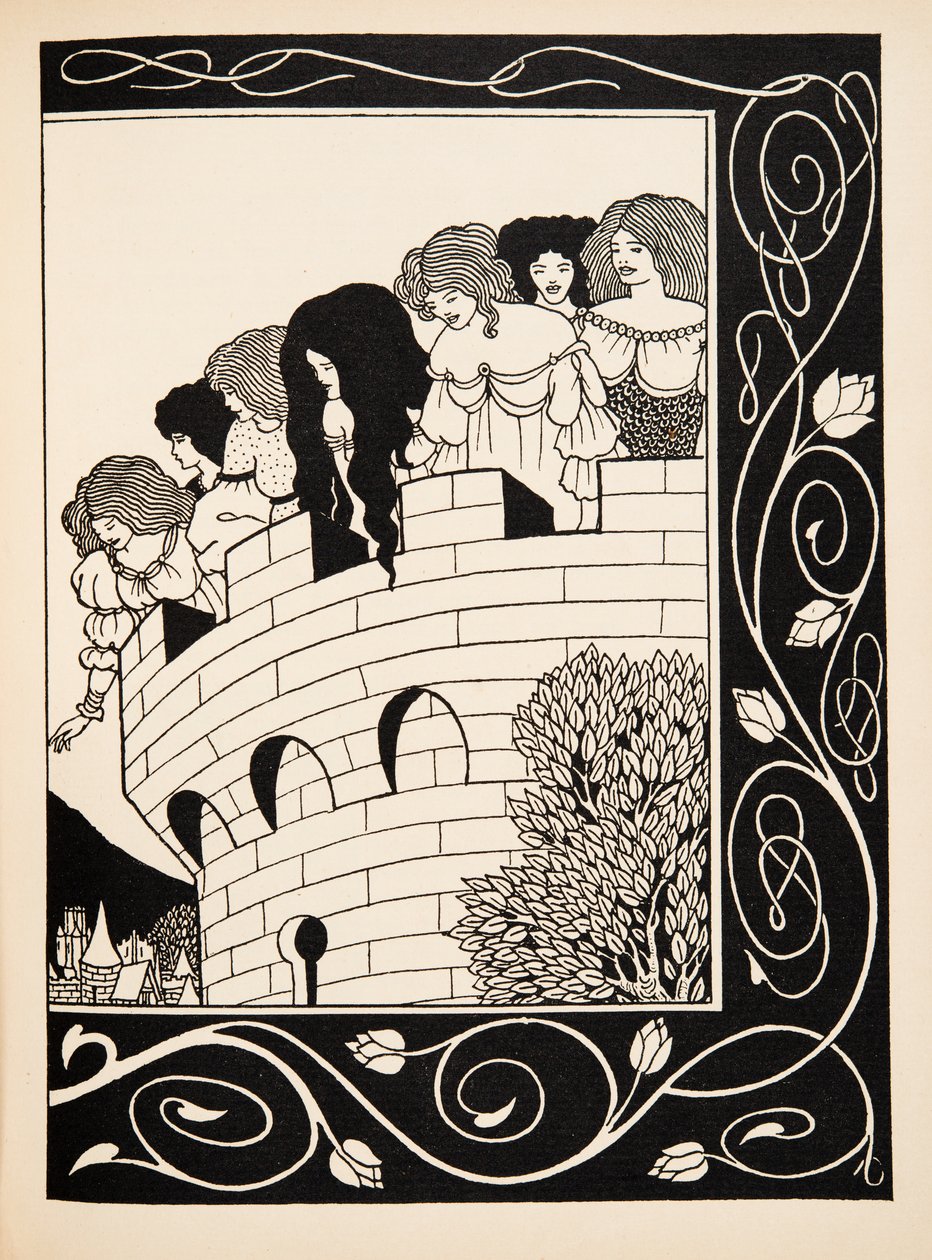 Hoe een duivel in de gedaante van een vrouw Sir Bors zou hebben verleid door Aubrey Beardsley