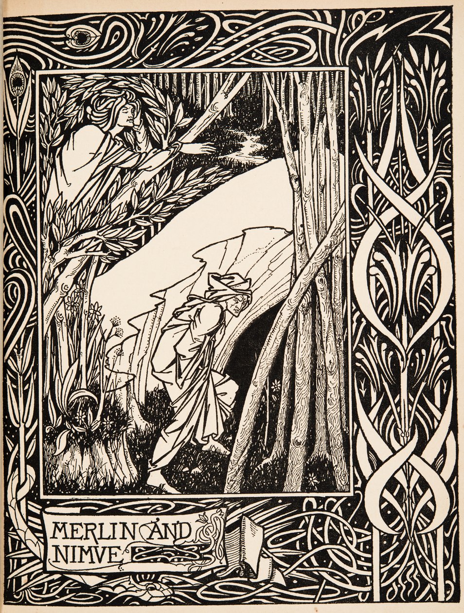 Merlijn en Nimue door Aubrey Beardsley