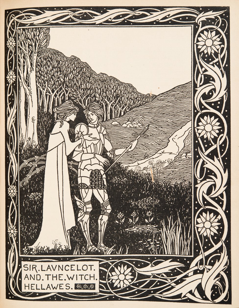 Sir Launcelot en de heks Hellawes door Aubrey Beardsley