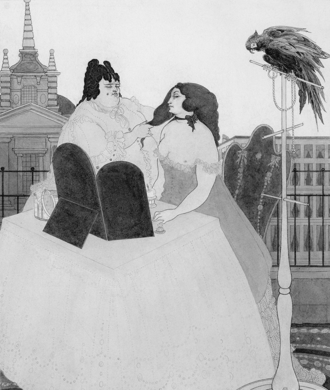 De dame aan de kaptafel door Aubrey Beardsley