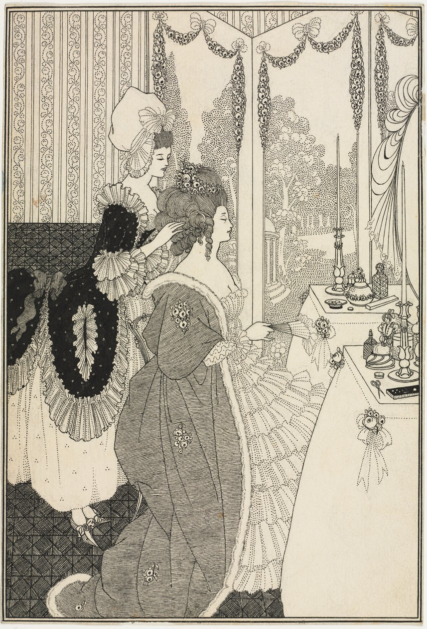De toilet, uit The Rape of the Lock door Alexander Pope door Aubrey Beardsley