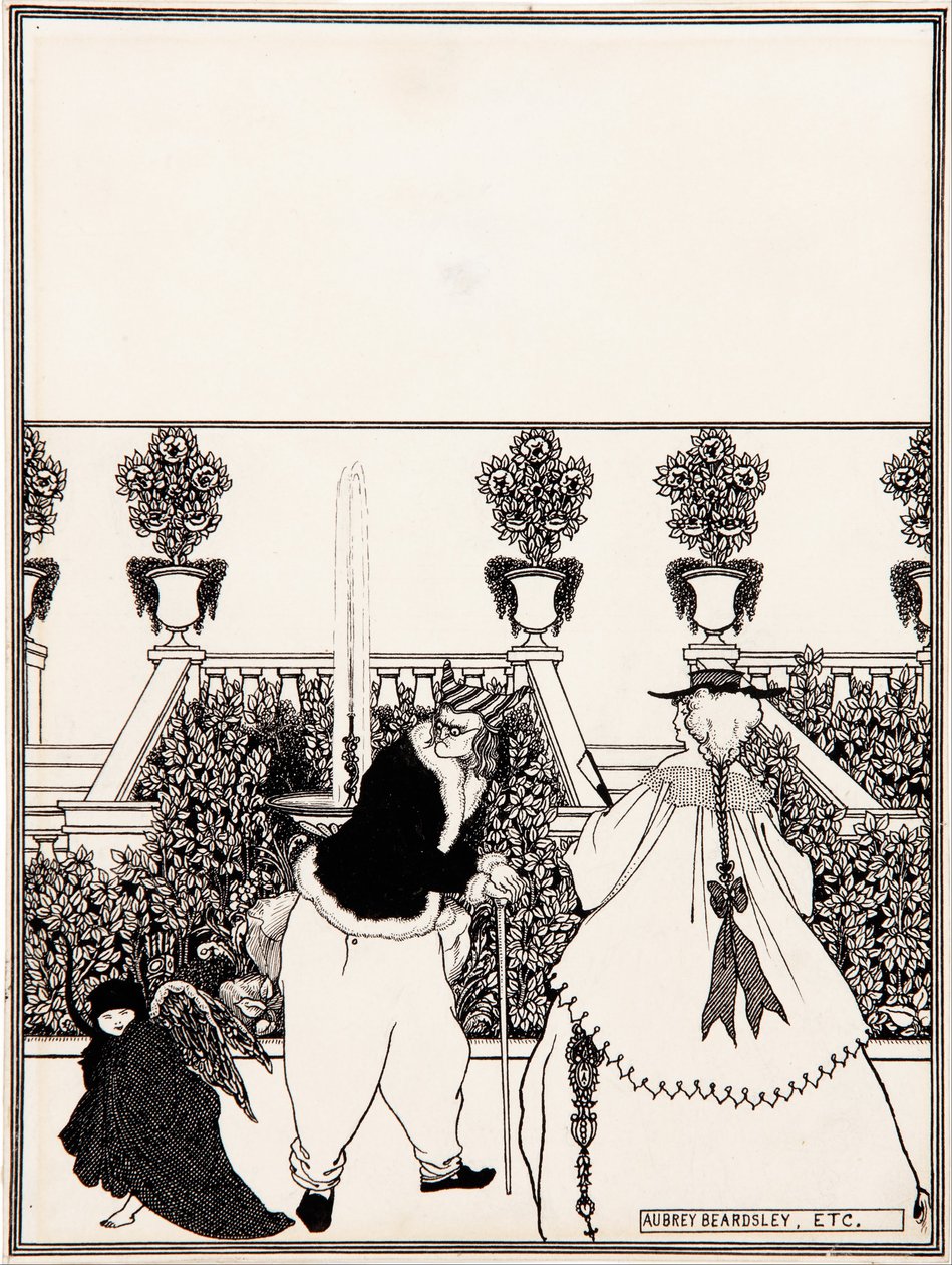 De verdrijving van Cupido uit de tuin, voorbereidende tekening voor het omslagontwerp van “The Savoy”, nr. 3, juli 1896 door Aubrey Beardsley