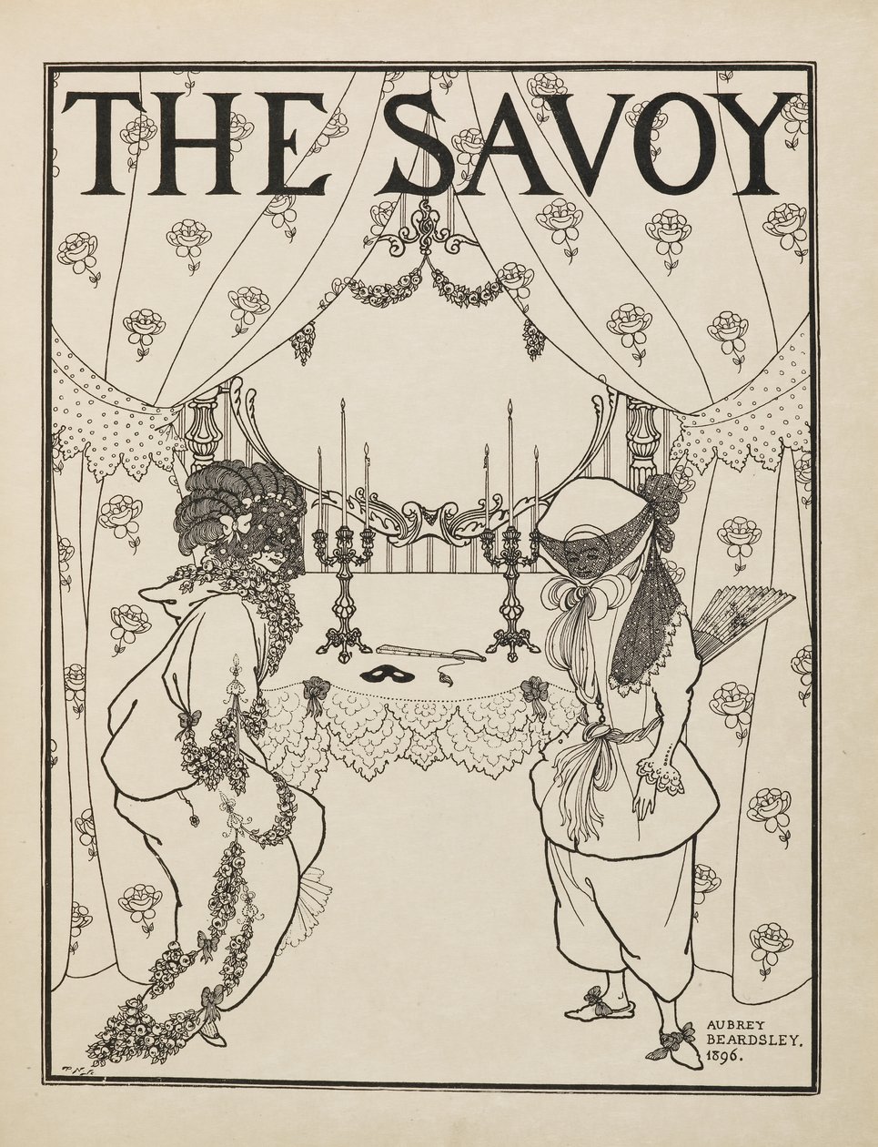 Titelpagina voor nr.1 van "The Savoy" uit een boek met vijftig tekeningen door Aubrey Beardsley