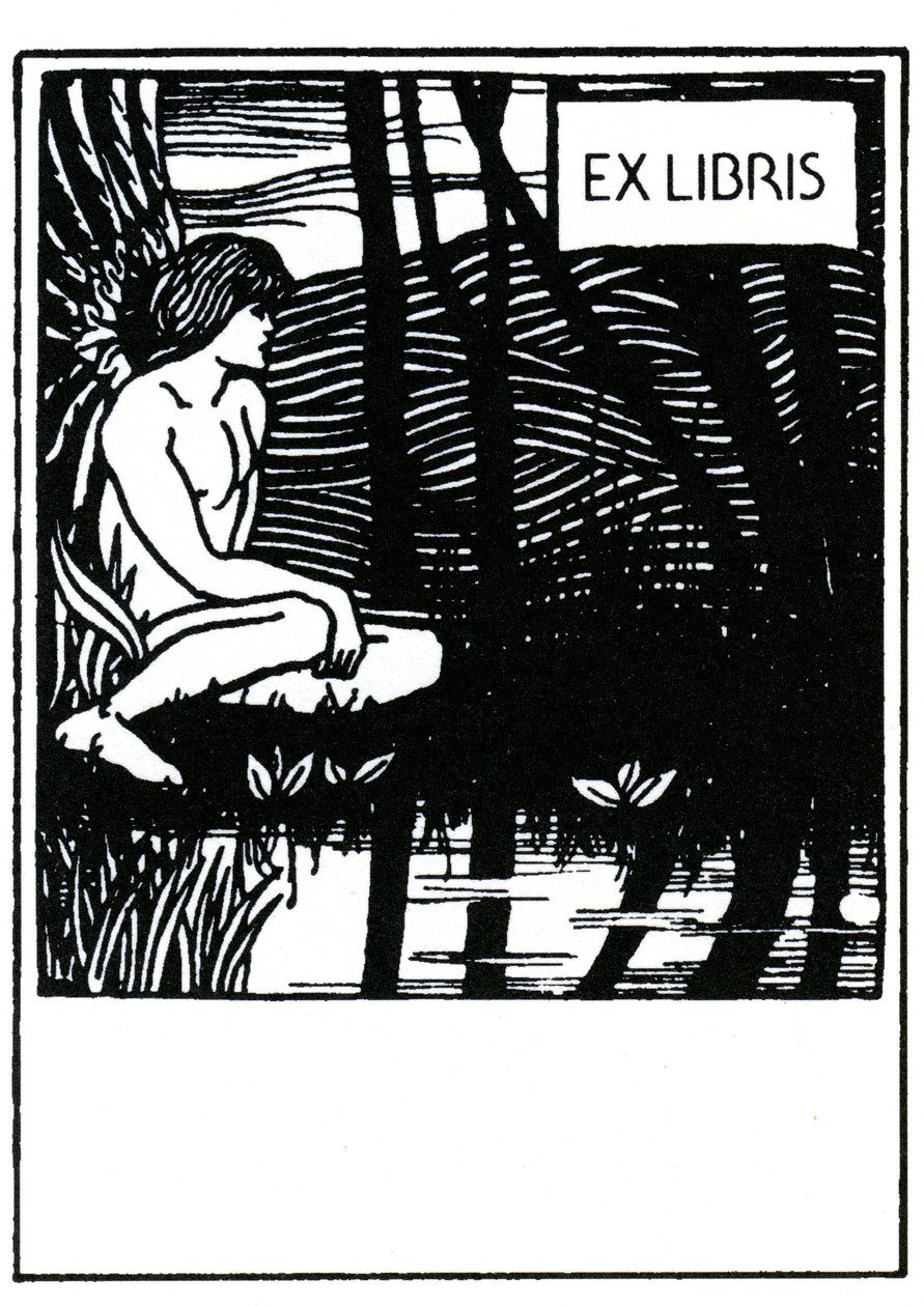 Vignet ex libris door Aubrey Beardsley (1872-1898) door Aubrey Beardsley