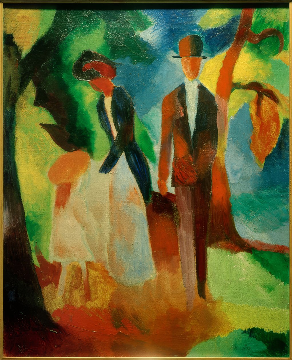 Mensen aan het blauwe meer door August Macke