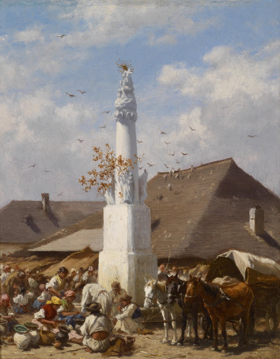 Serviesmarkt in Szolnok door August von Pettenkofen