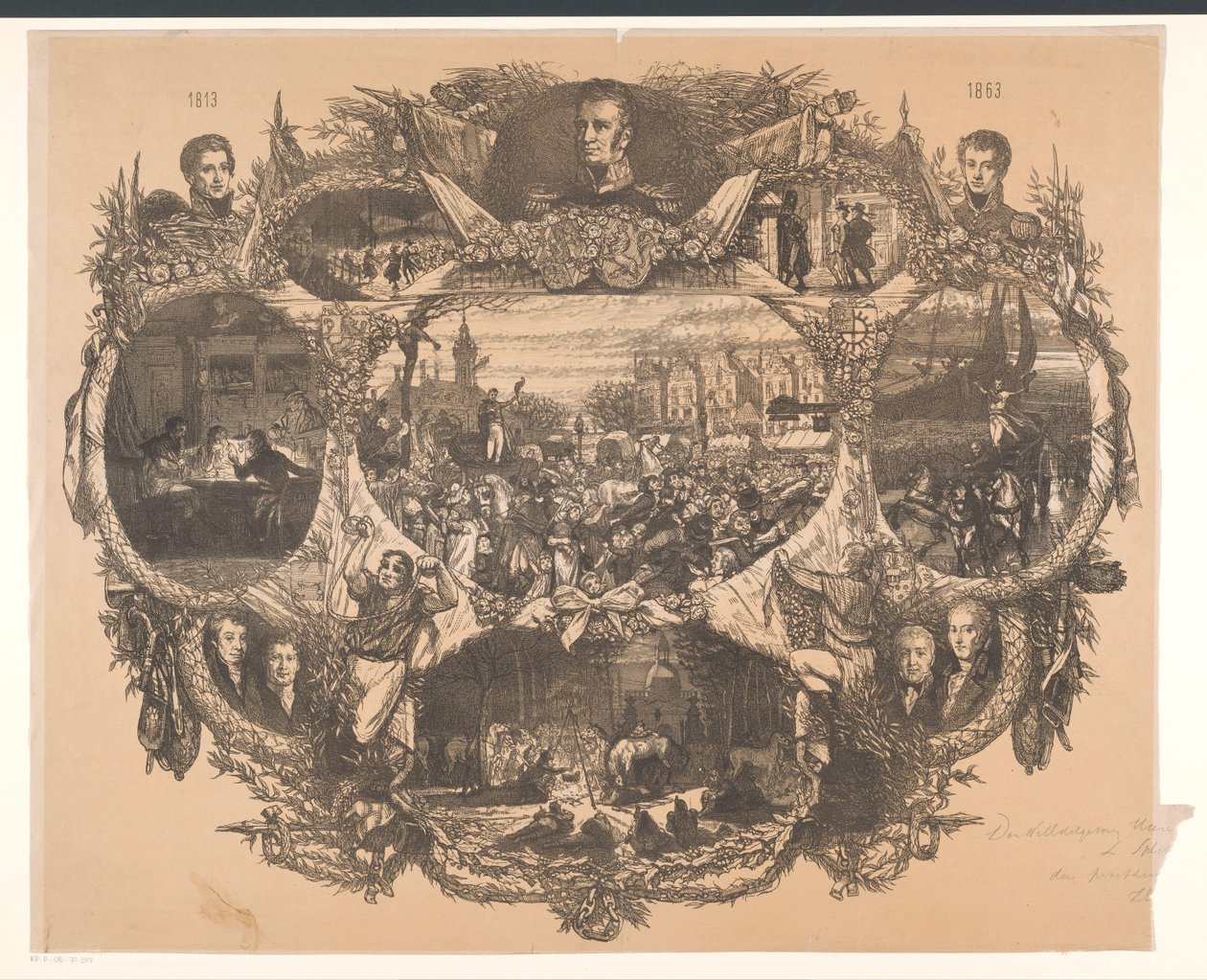 Gedenkplaat bij de novemberfeesten in 1863 door August Allebe
